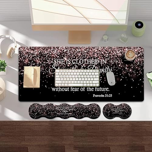 Miniatura 7 de Alfombrilla de mouse grande para juegos, alfombrilla de escritorio de oficina, impermeable, para oficina, hogar, ergonómico, reposamuñecas y