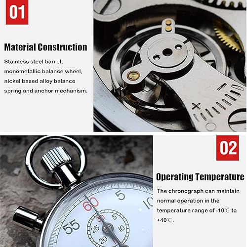 Miniatura 3 de Eboxer cronómetro mecánico, cronómetro de acero inoxidable, cronógrafo deportivo, cronógrafo deportivo, cronógrafo deportivo de mano, cronógrafo