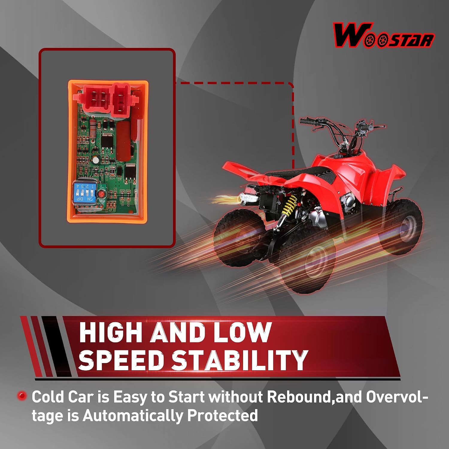 WOOSTAR 6 Pin AC CDI Box Replacement for CG 125cc 150cc 200cc 250cc ATV Dirt Bike Go Kart