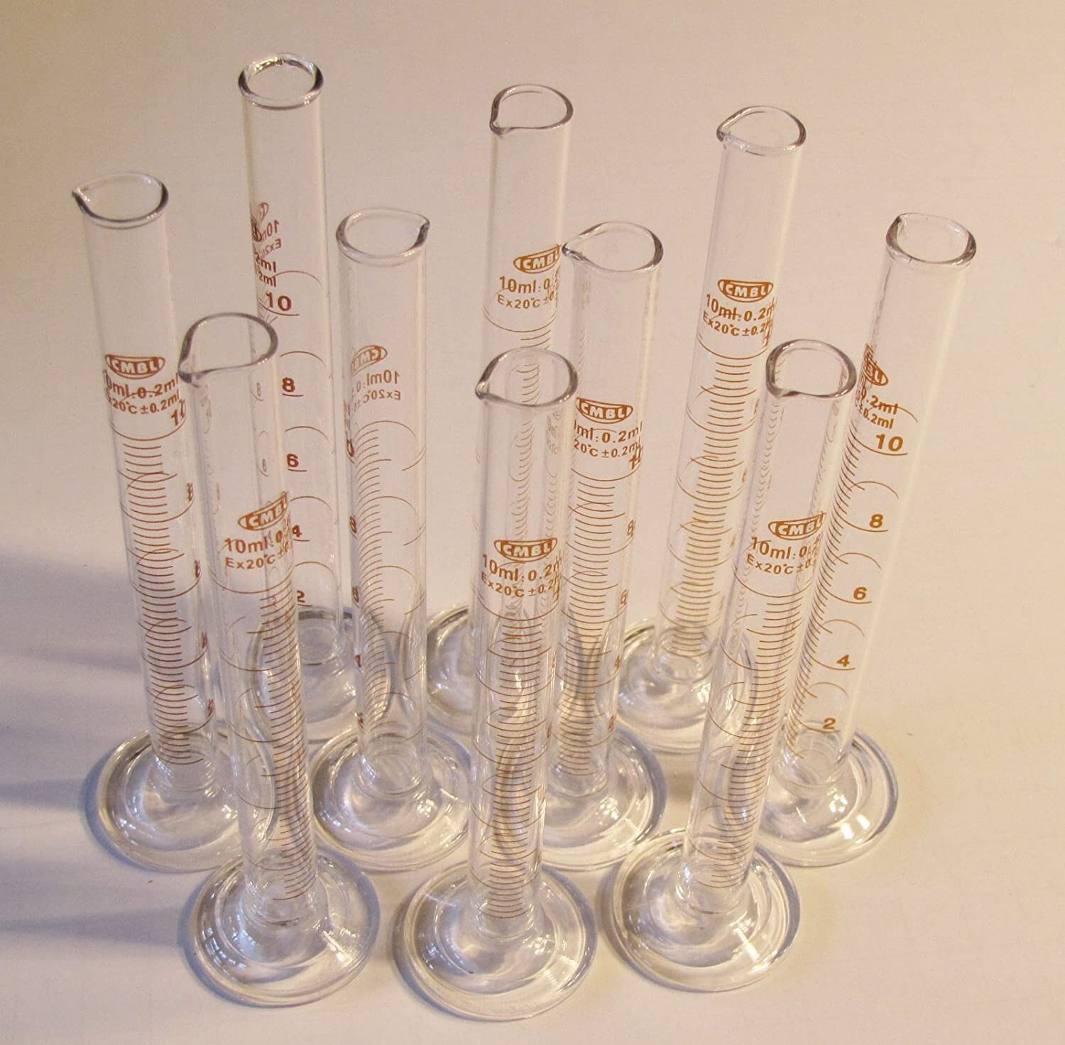 Glass Cylinder Graduated 10 Ml Lab Measuring Cup (10)