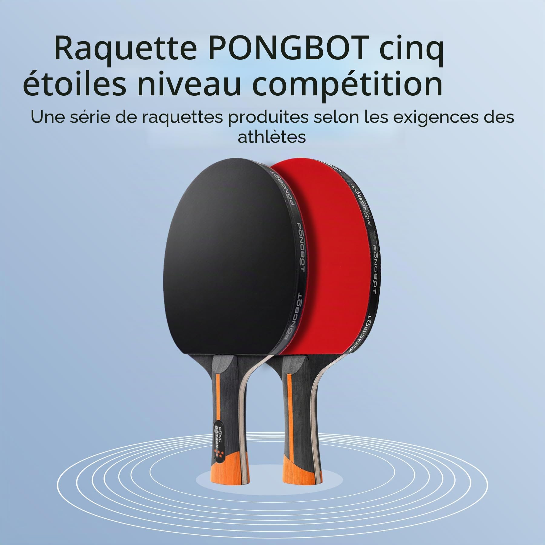 PONGBOT Five-Star Raquette de ping-pong professionnelle avec étui rigide, fibre de carbone, lame 7 plis, caoutchouc de qualité supérieure, pour tournois compétitifs et joueurs sérieux
