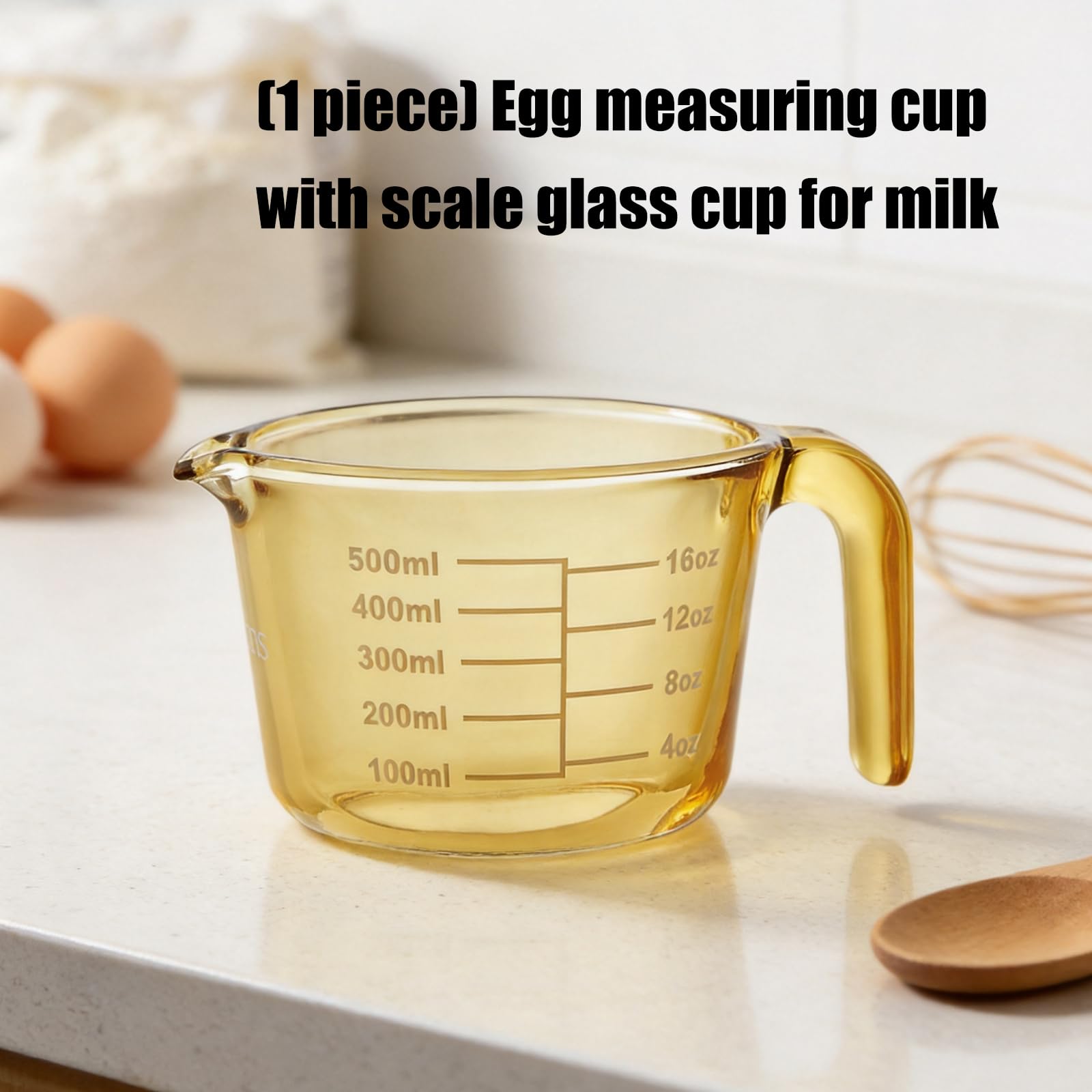 Glas Messbecher mit großem Fassungsvermögen und leicht lesbarer Markierung, perfekt für Rezepte, Milch, Kaffee und Küchenbedarf, hitzebeständiger Messbecher