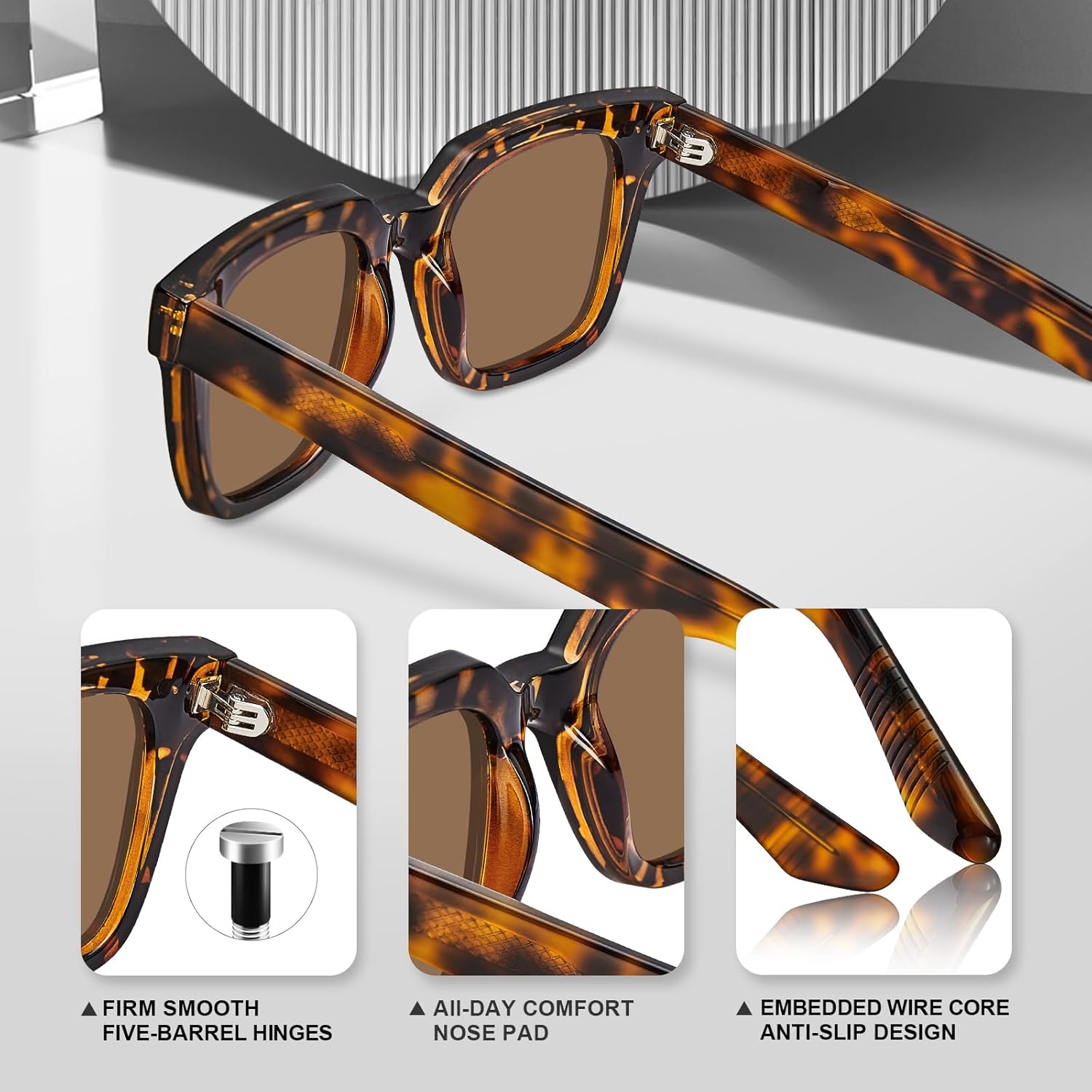 CARFIA Acetate Polarized Sunglasses for Men UV400 Protection Classic Vintage Anti-Glare Lens Driving Outdoor Sun Glasses - Image 6