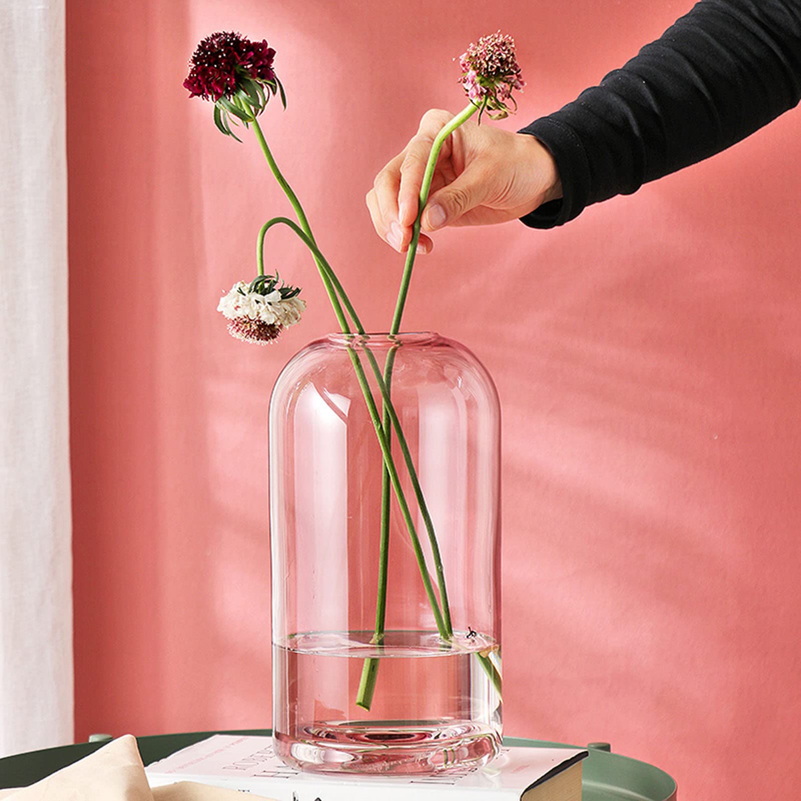 Amazon.co.jp: 花器 フラワーベース 大きなピンクのガラスの花瓶