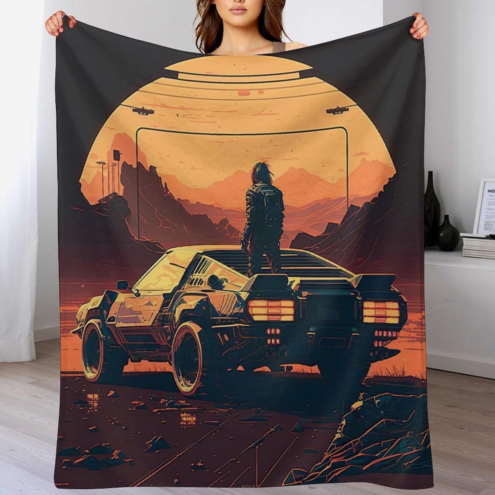 Couverture polaire en flanelle voiture de sport 180x200 pour drap de lit et sofa