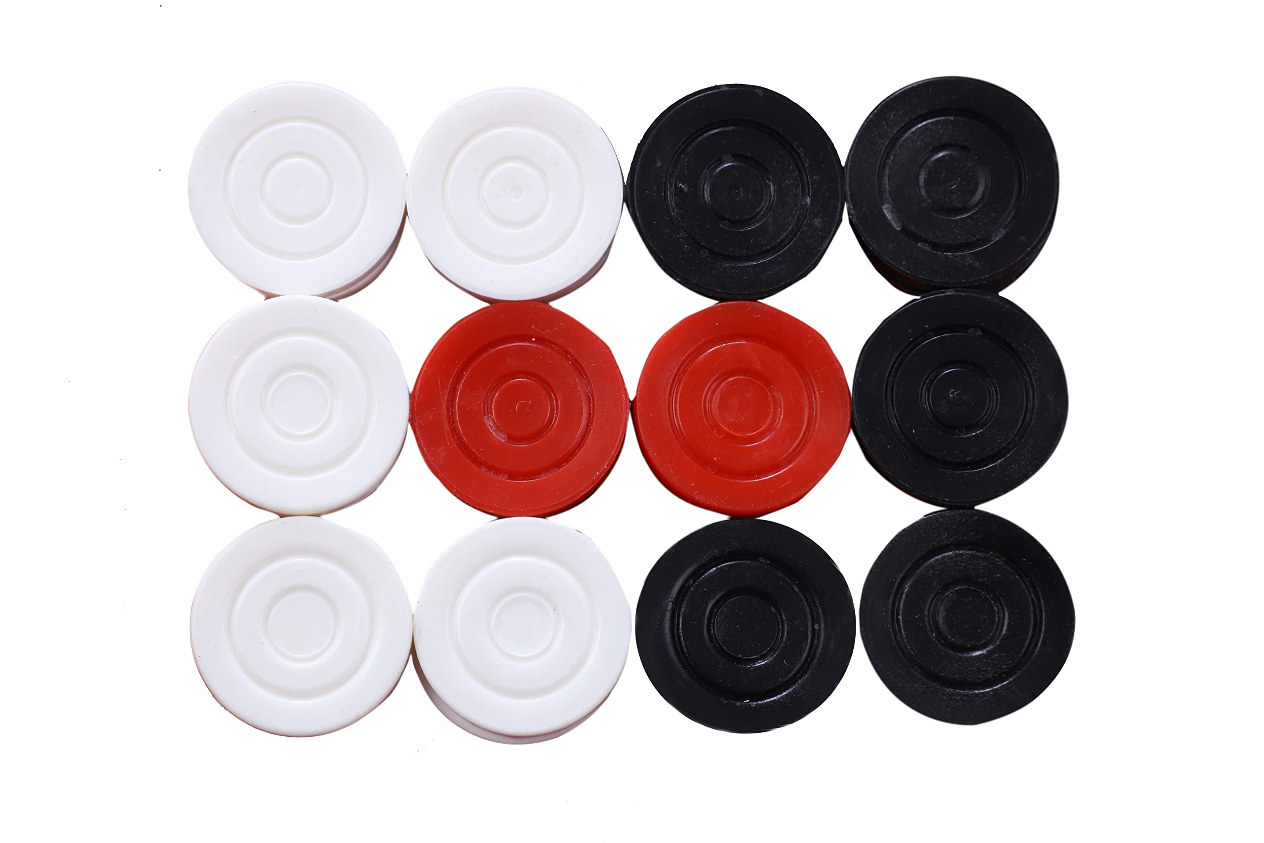 Vicky Carrommen Carrom Coins Set Plastic Built Ideal for Playing Board Games- Checkers, Backgammon with Family & Friends (24 Pcs)