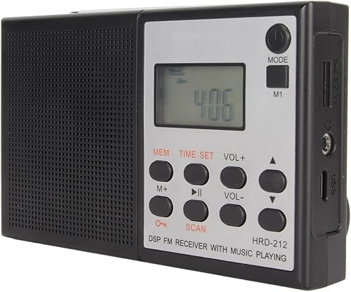Miniatura 5 de Radio digital AM FM, radios portátiles de onda corta, sintonizador digital recargable y ajustes preestablecidos, pantalla LCD, altavoz bajo,