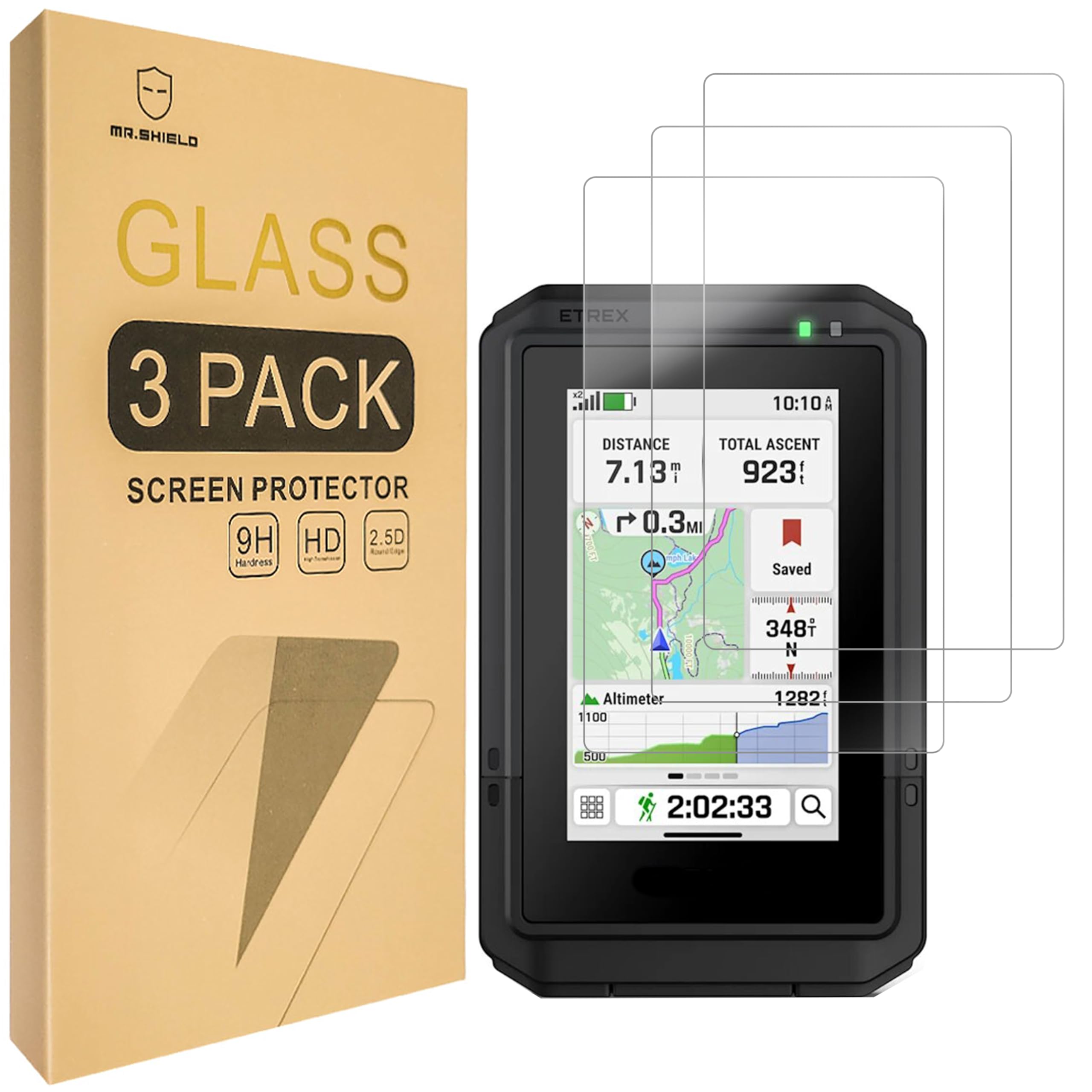 Mr.Shield Pellicola Protettiva Vetro Temperato 9H per Garmin eTrex Touch 3 Pezzi
