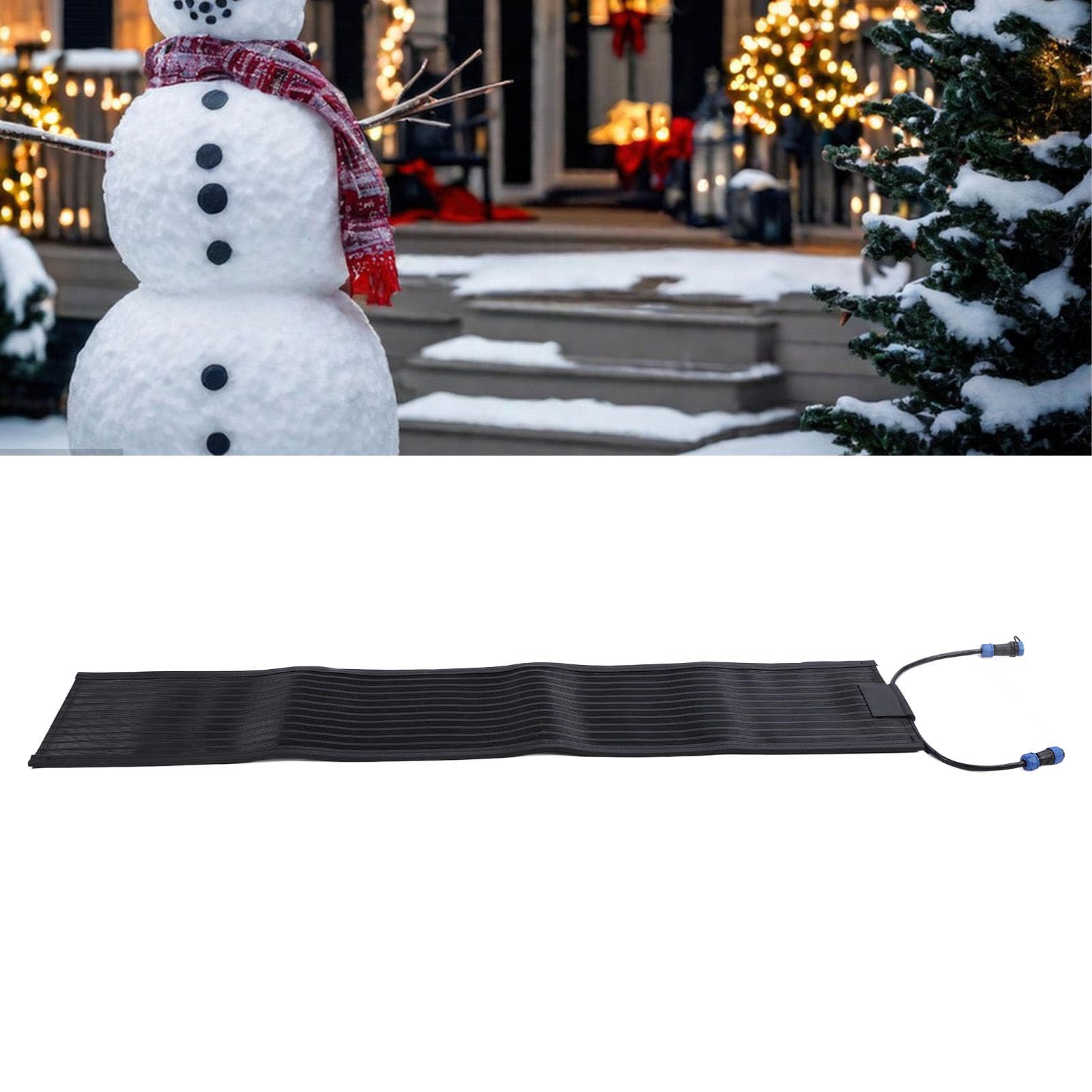 Tapis de Fonte de Neige Chauffants Tapis Chauffant électrique 140 W Passerelle de Fonte de Glace Efficace Voie Sûre Caoutchouc Durable Plastique 35 X 90 Cm Utilisation (Prise UE 220V)