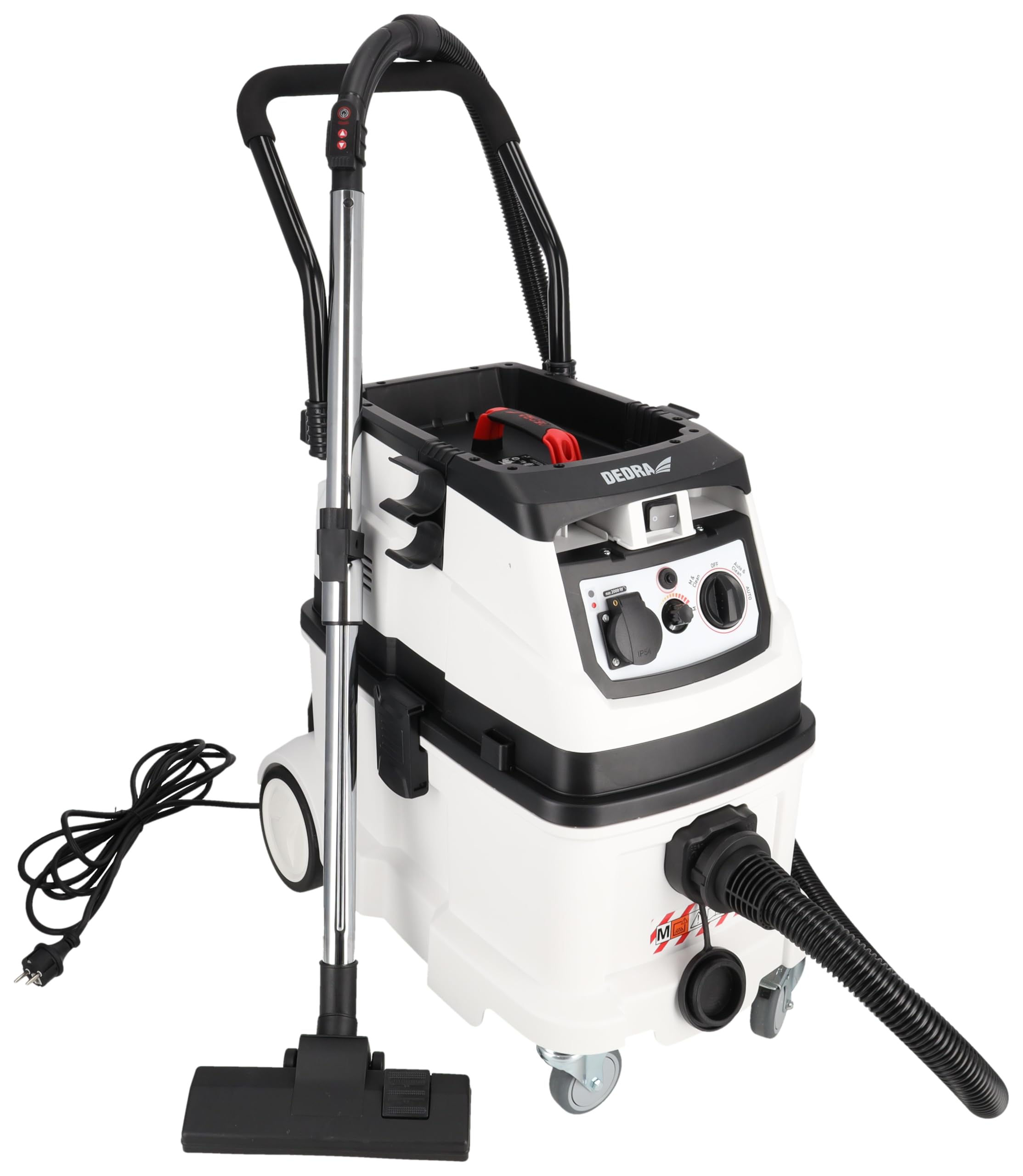 DEDRA Aspirapolvere con funzione di pulizia automatica del filtro DED6609, sistema di filtraggio autopulente, classe di filtro M, regolazione della potenza di aspirazione, capacità serbatoio: 40 l