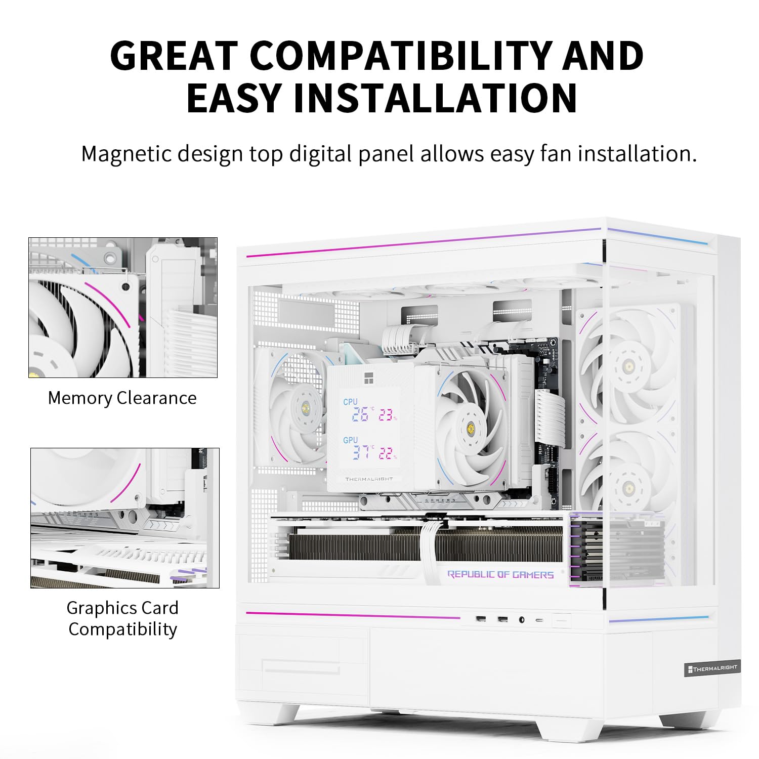Thermalright Phantom Spirit 120 Digital Snow CPU Air Cooler,7 Heat Pipes CPU Cooler,Dual 120mm PWM Fans,Magnetic Attraction-Digital Screen Top Cover,for AM4/AM5/Intel LGA1700/1851/1150/1151/1200