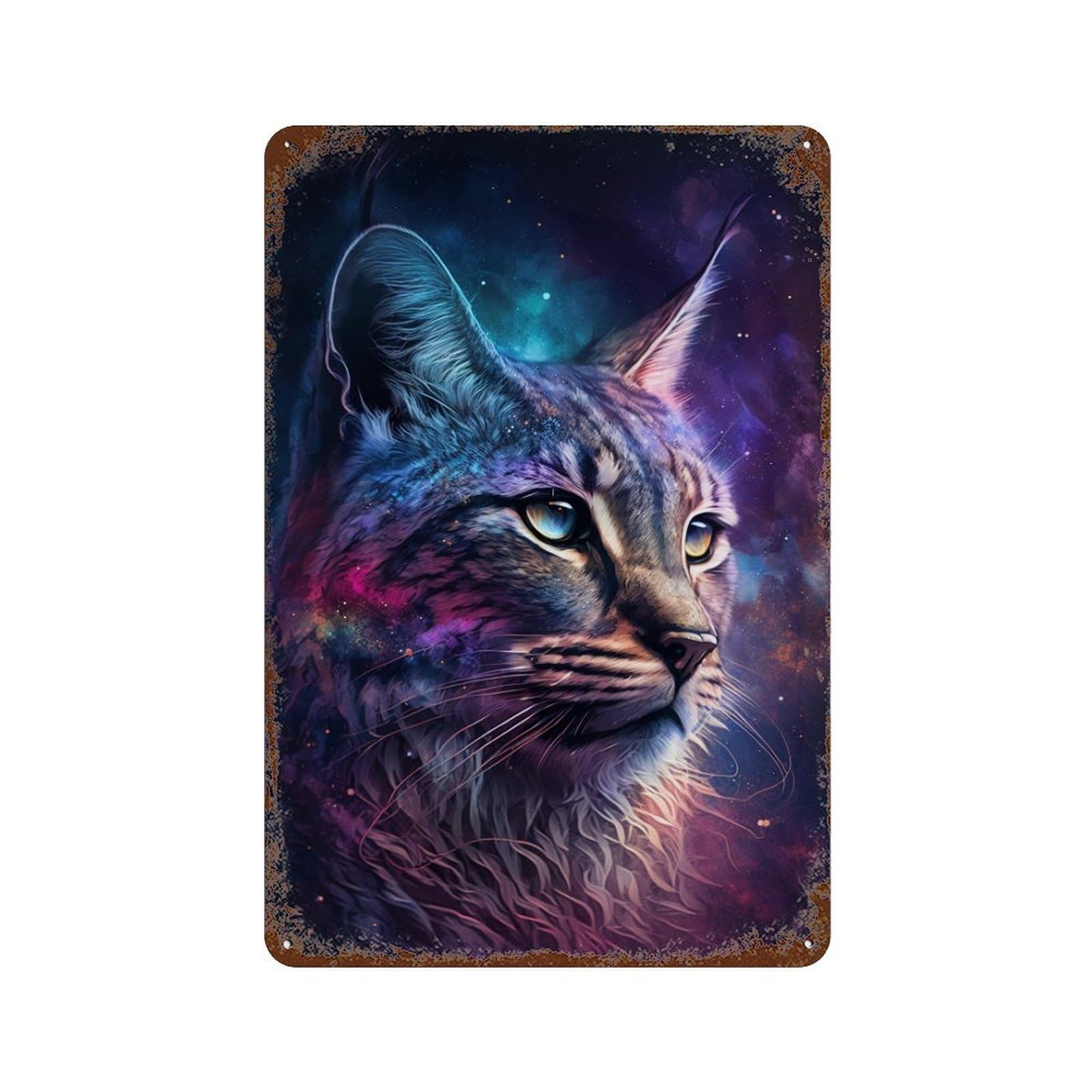Cosmic Cat Portrait-8 Rustic Tin Plaque 11.8"x7.9", for Shed, Workshop And Garage Wall Decor, Farmhouse Wall Decor