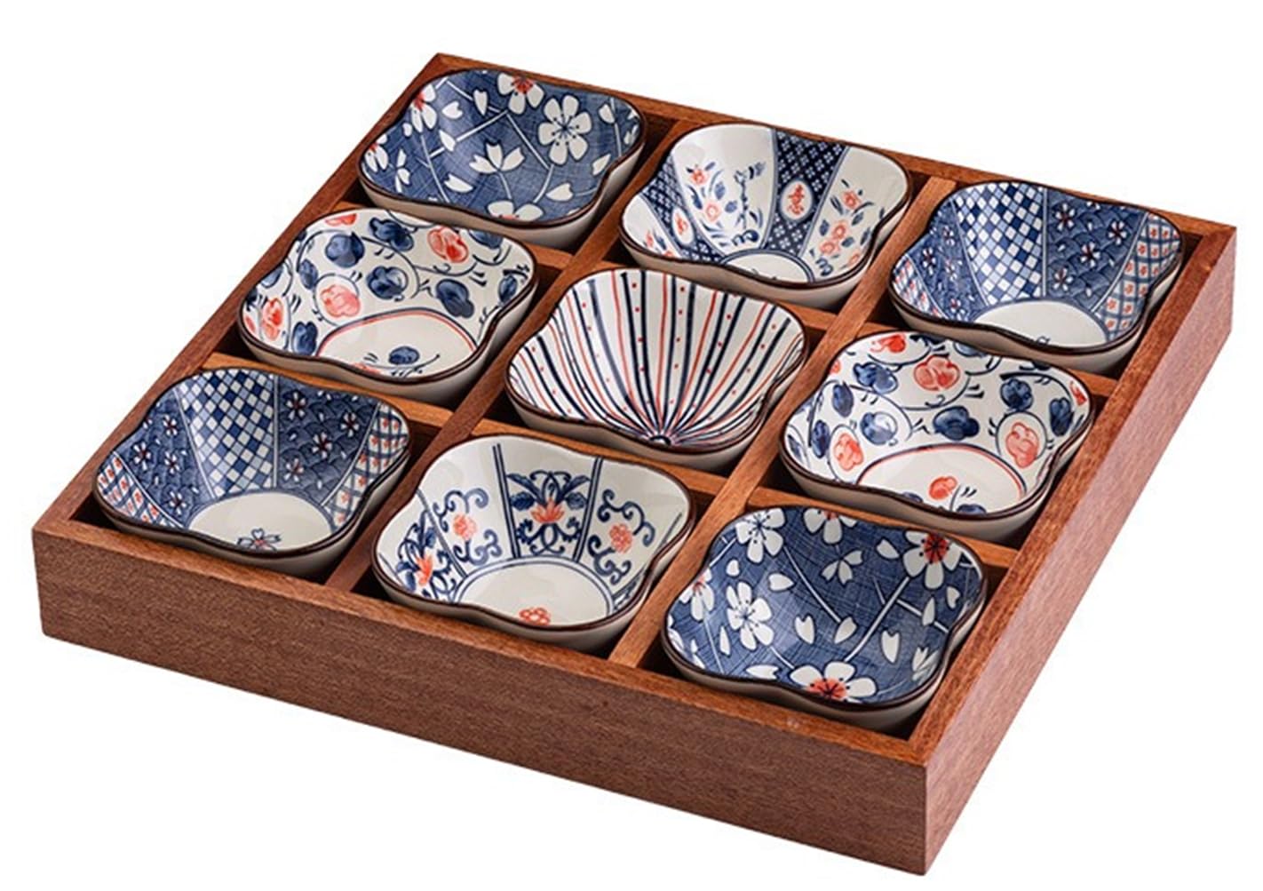 Amazon｜豆皿 小皿 セット 陶器 食器 寿司皿 セット仕切りトレー 木製