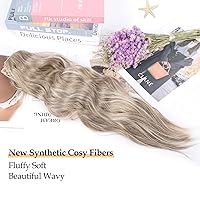 Vista 6 de Extensiones con pinzas para cabello de Perience, extensiones sintéticas de color rubio oscuro para mujer, extensiones largas onduladas con clip