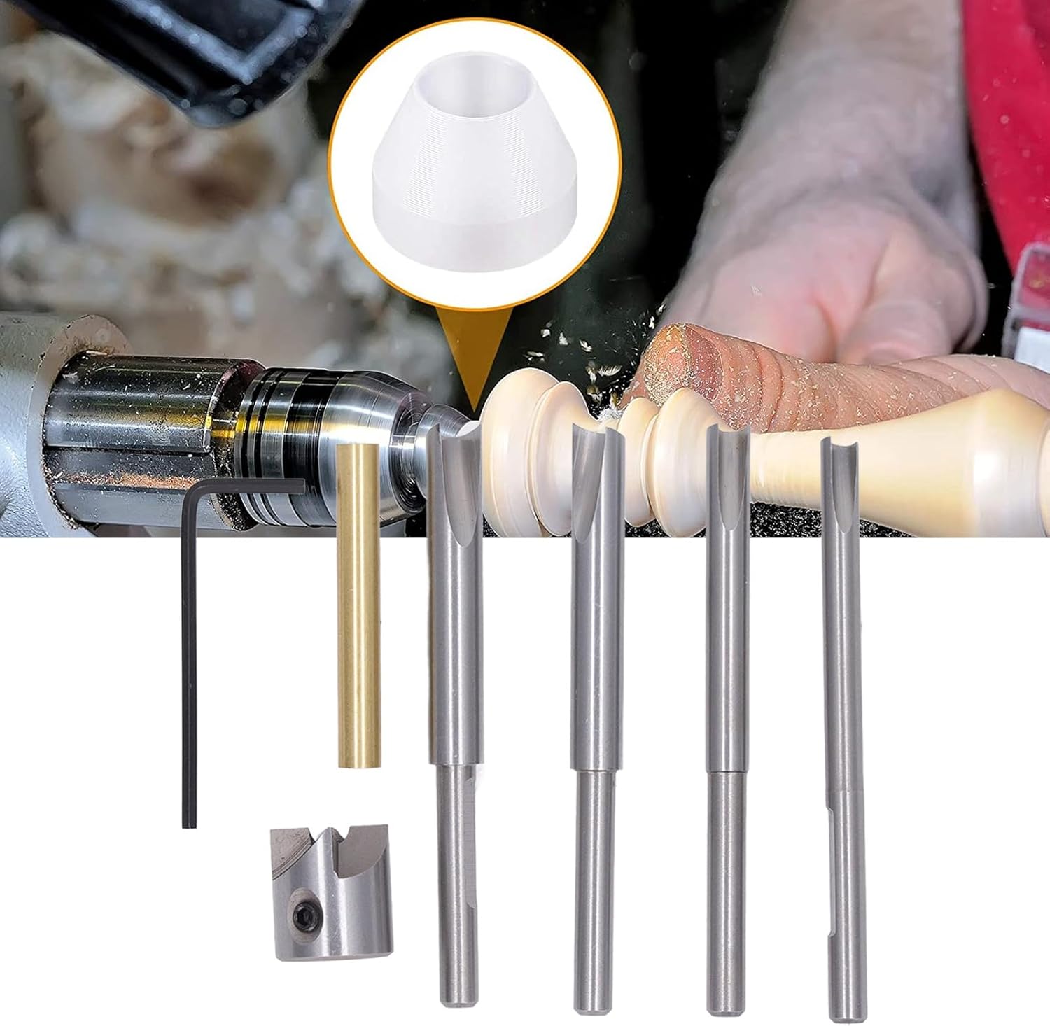 Pen Trimming System Carbon Steel Cutter Shafts Woodworking Pen Kit 13Pcs Set for Crafting Polishing Turning with HDPE Bushings and Sleeve Adapter