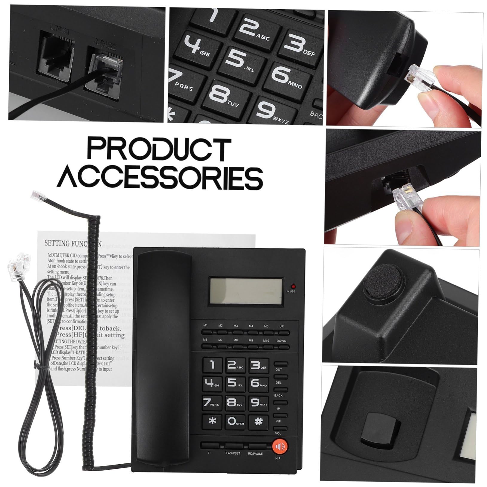 Telefono Scrivania con per Ufficio e Casa Pulsanti Grandi e Display Chiaro Telefono Cablato Resistente per Anziani Professionale per Comunicazioni Affidabili