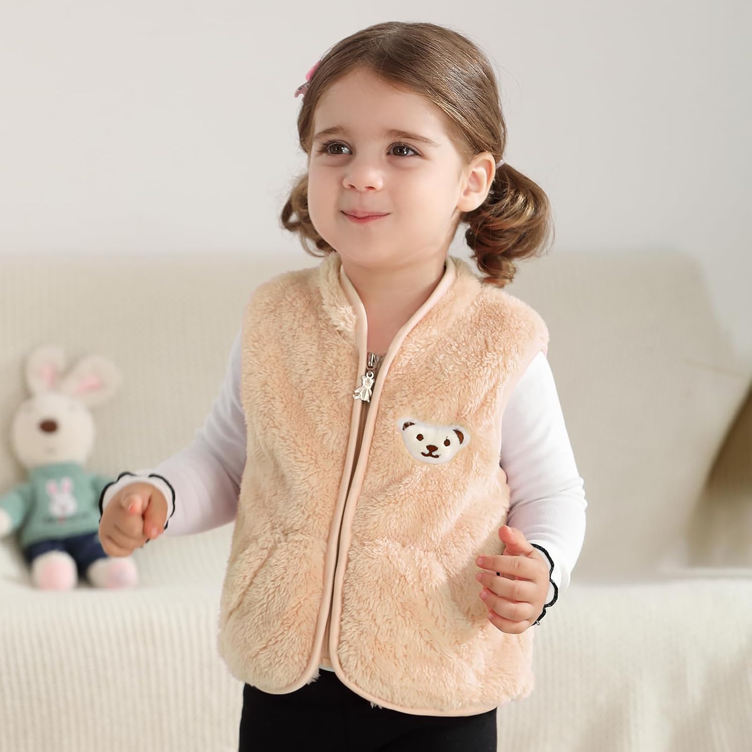 Baby Boys Girls Fleece Vest Zip Up Cute Bear Jackets Fuzzy Fall Winter Warm Clothes Newborn Outwear for Toddler Infant - Image 5
