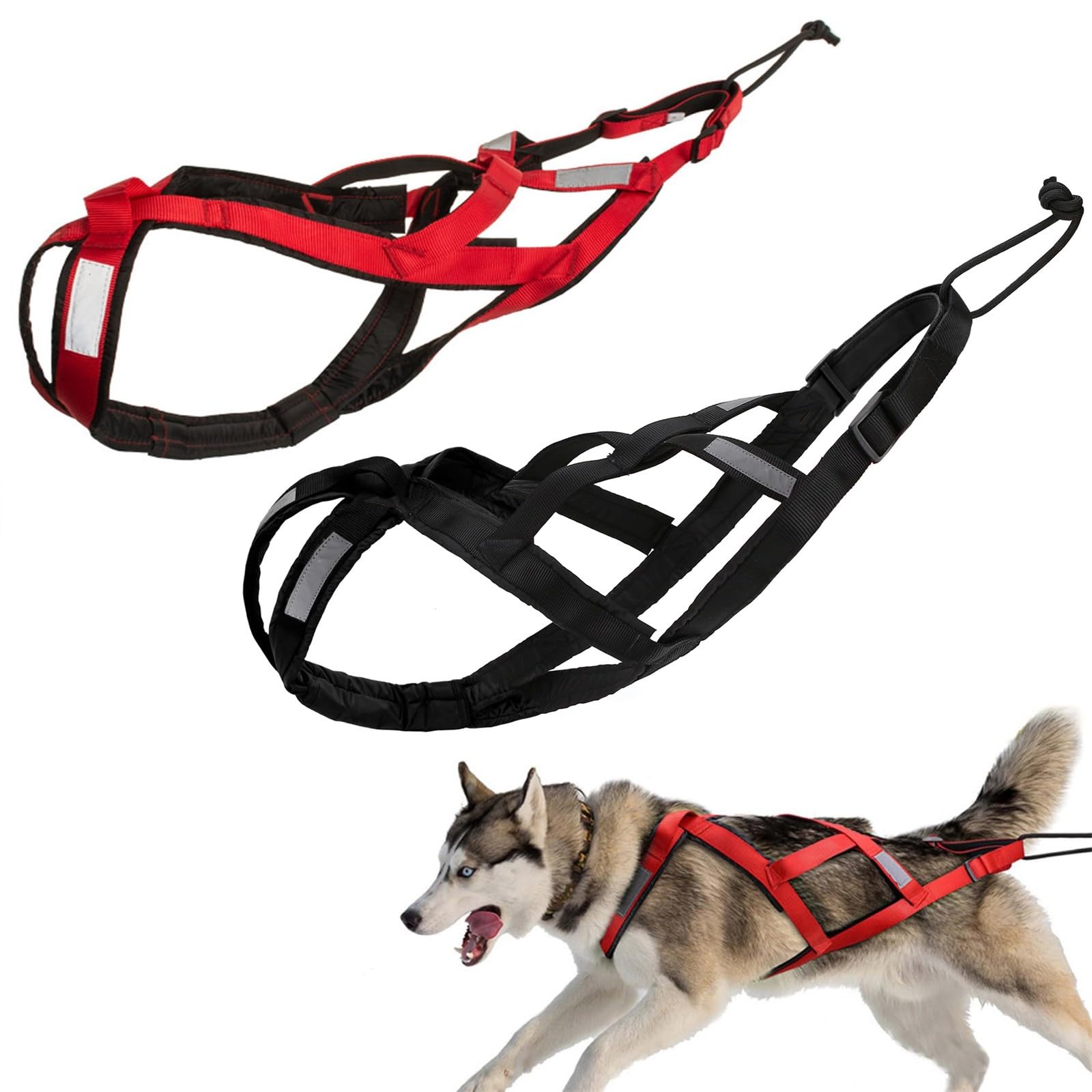 Arnés para perro para tirar, trineo en X y arnés para hacer ejercicio, ciclismo y canicross, perros grandes que corren, ideal para trineo, esquí y scooter