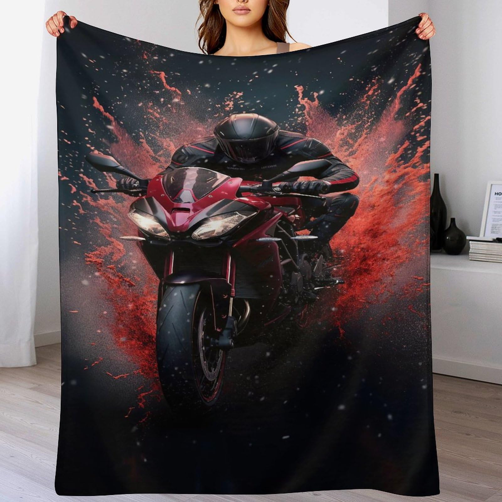 Couverture polaire moto chaude en flannel toutes saisons 150x200