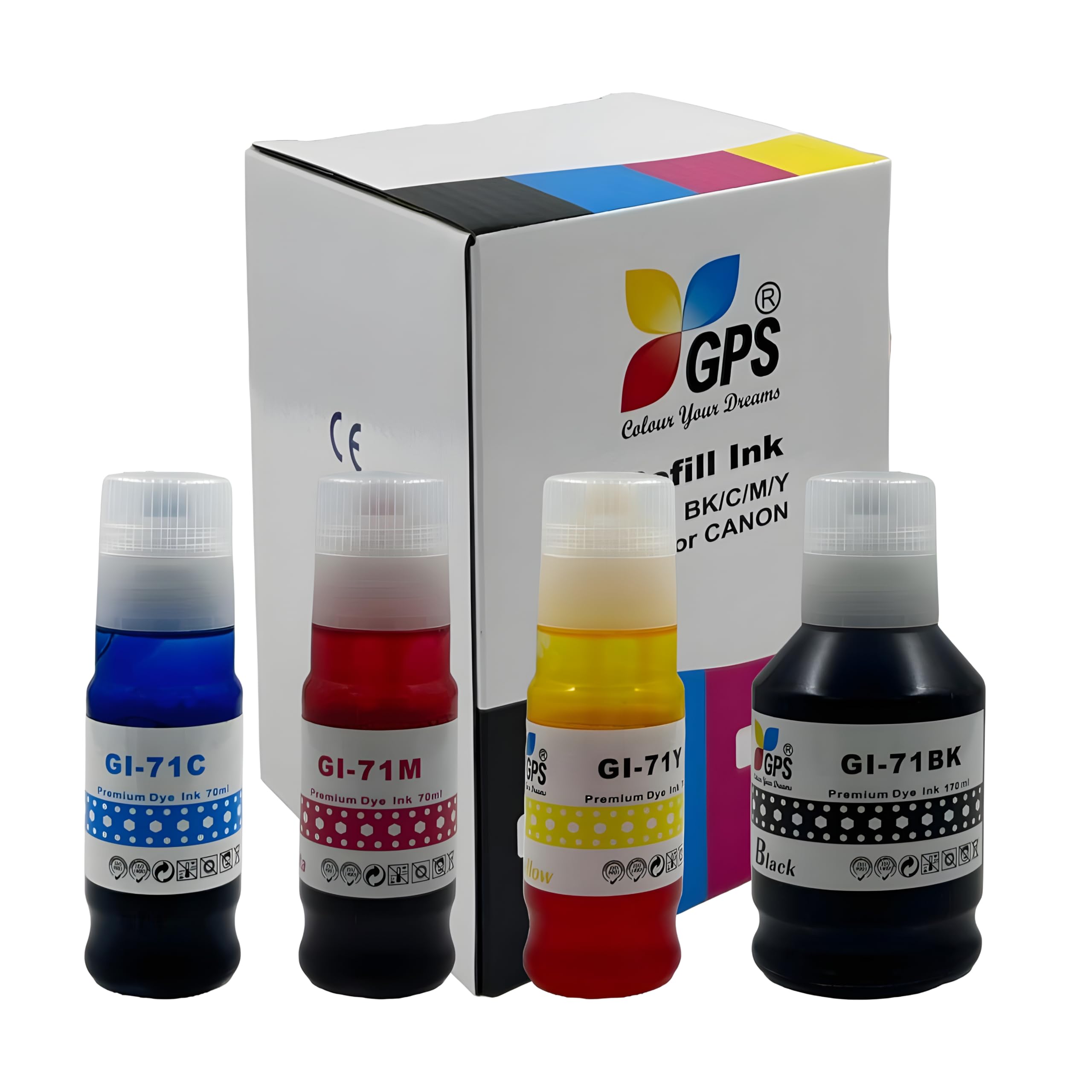 GPS 71 / GI 71 Ink Refill for Canon Printers - Compatible with PIXMA G1020, G2020, G3020, G2021, G2060, G3060 Series - Vibrant Colors Black 135ml, cmy 70ml (Multicolour - GI71) (B0D4V4DDB1) Amazon Price History, Amazon Price Tracker
