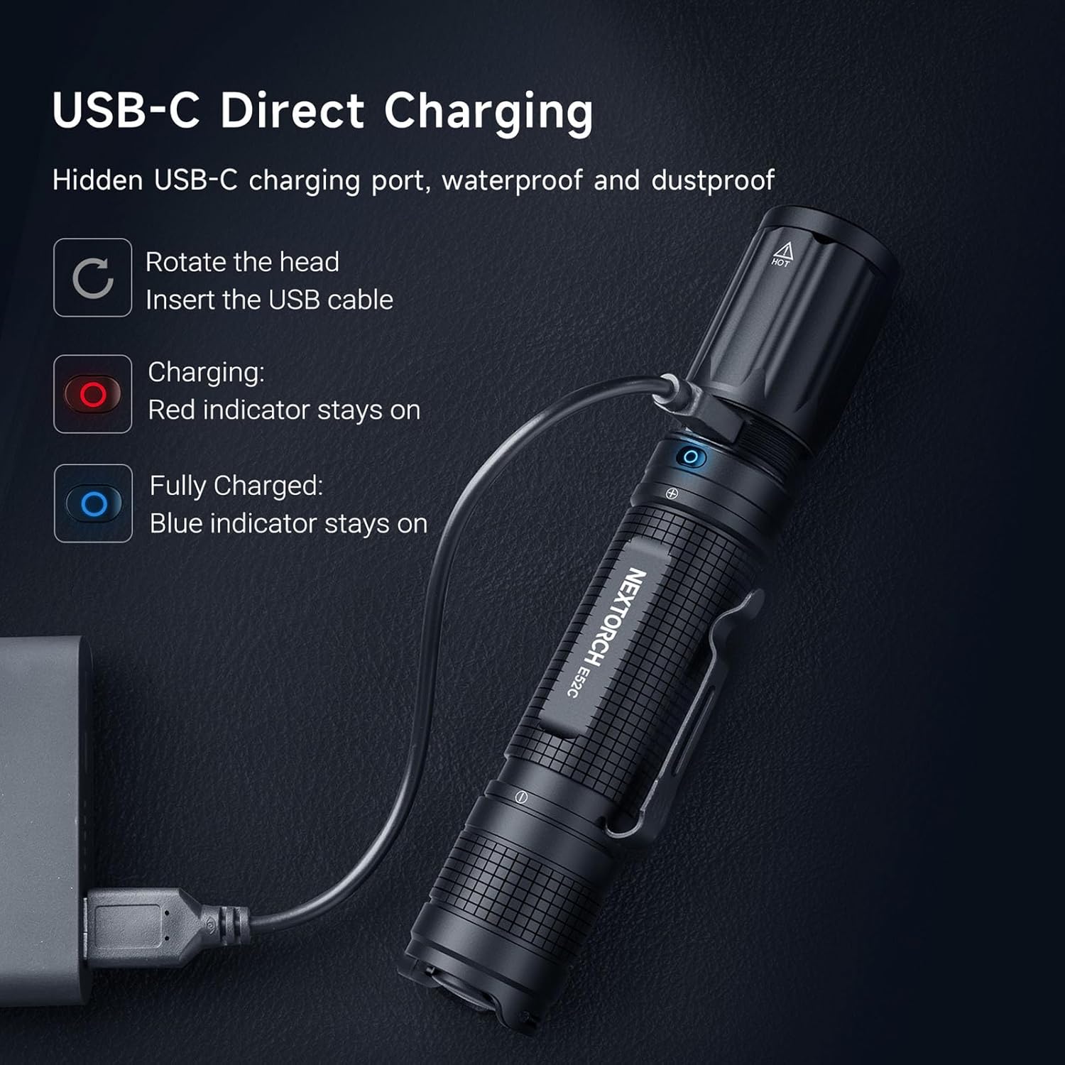 NEXTORCH E52D Rechargeable Flashlight High Lumen, 3700 Lumen Tactical Flashlight with 3 Mode & Strobe for Outdoor Hiking, Daily Overhaul, Camping, Proximity Finding, Urban Commuting, Emergency Defense - Image 6