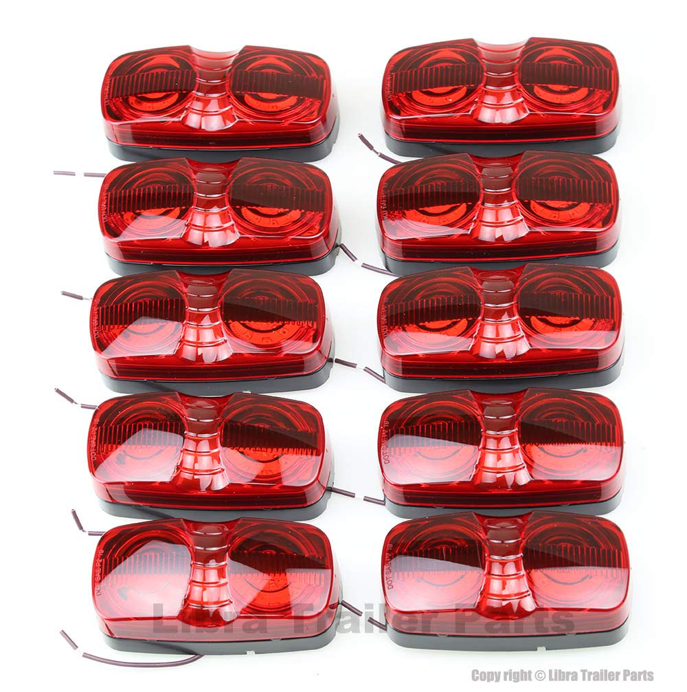 LIBRA Pack 10 RED Trailer RV LED Bullseye Marker Light w/Advanced SMD LED