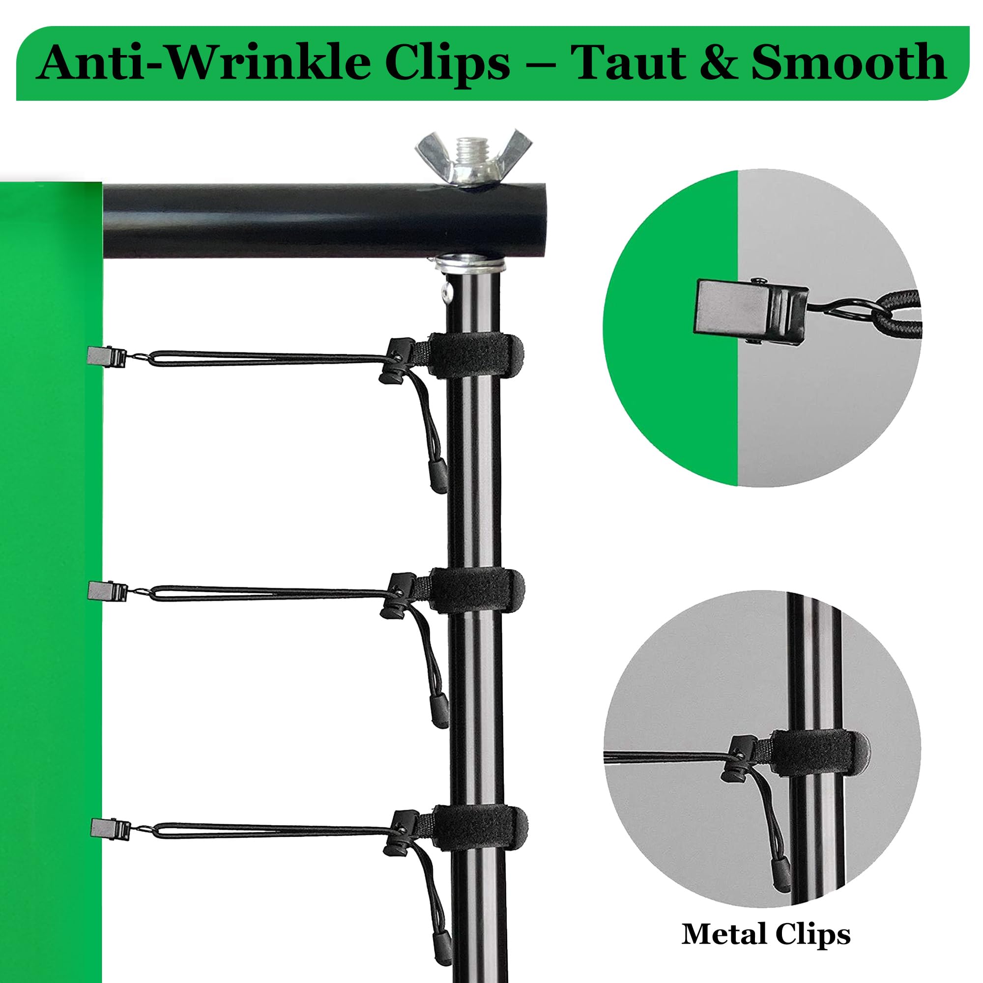 Kit di supporto 2 in 1 per sfondo verde, 2 x 2 m, kit portatile a doppia asta con sfondo verde da 1,8 x 2,1 m, poliestere di alta qualità per streaming video, servizi fotografici ritratti
