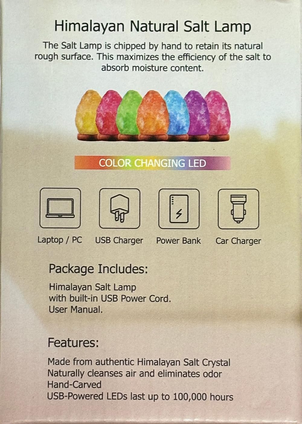 SALTEAN Set of 3, Mini USB Himalayan Salt Lamp with 7 Color Changing Natural Crystal Rock Salt Lamp, Table Lamps Wood Base for Bedroom, Living Room, Home Décor.