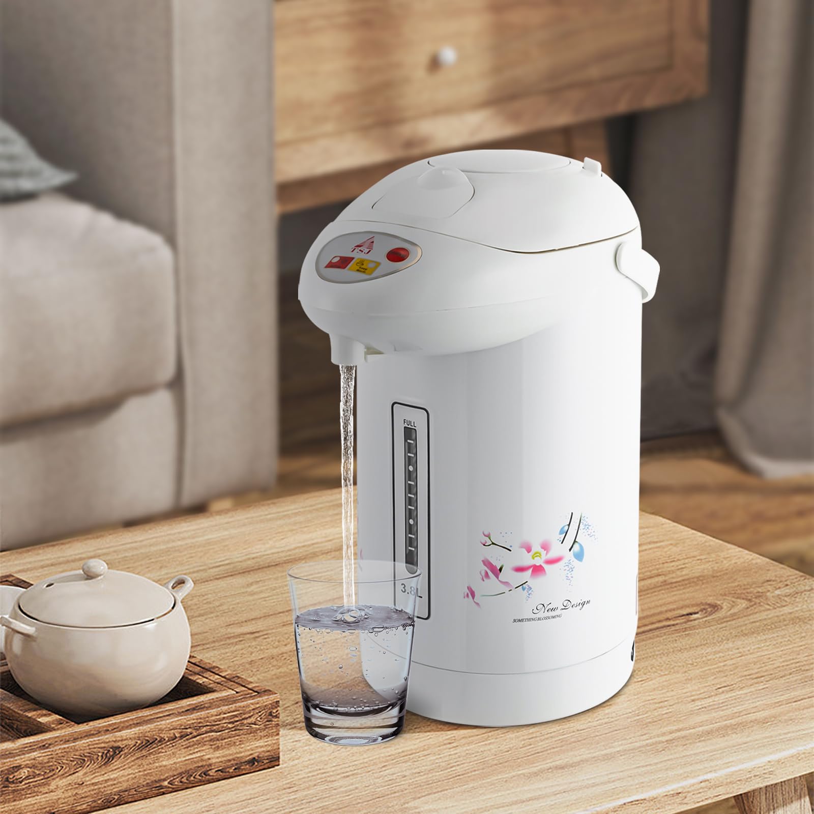 HinLIaDa 3.8L Electric Kettle, Dual-Pump Hot Water Dispenser, Water Bottle Dispenser, Hot Water Urn Pot Insulated, 20 Mins Boiling Water Time, Keep Warm Setting, for Tea & Coffee (12-Cup)