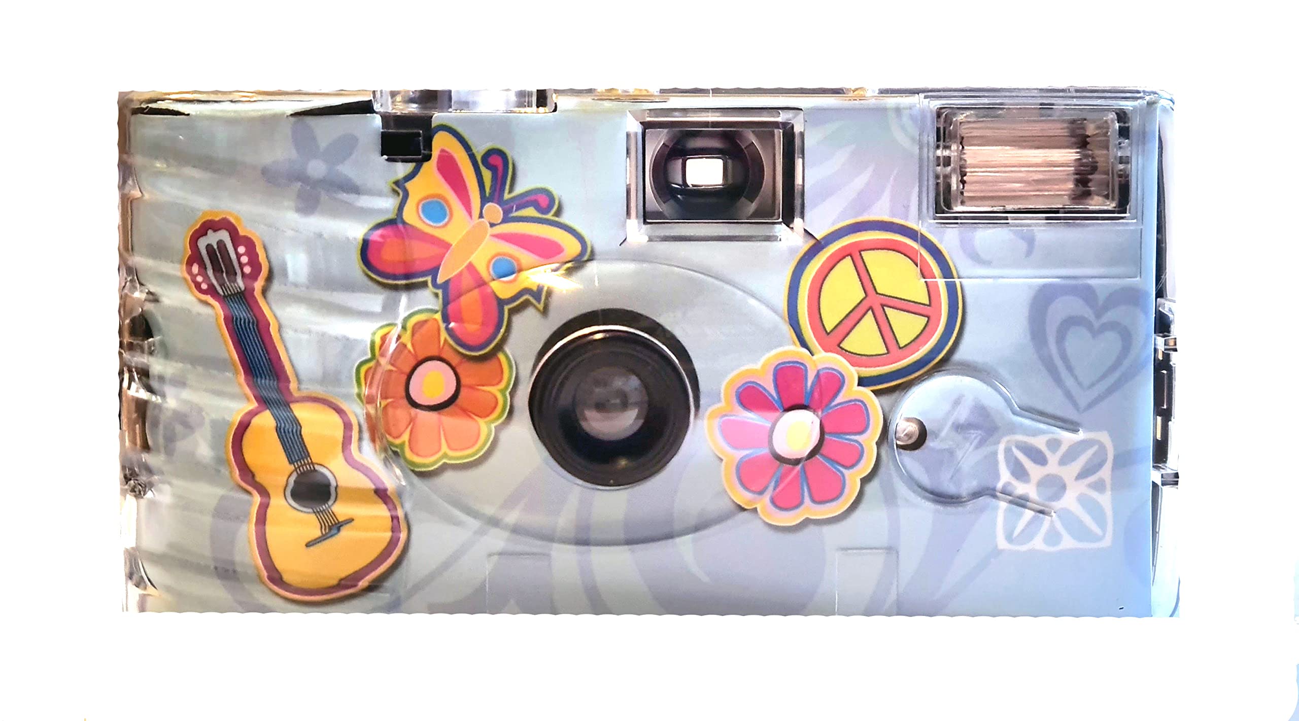5X 1A Photo PORST Einwegkamera Edition Flower Power, Blumen und Schmetterling, mit Blitz, Batterien und Film (5er Pack, je 27 Aufnahmen)