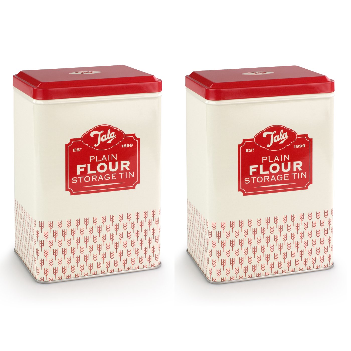 Tala Originals Plain Flour Storage Tin Vintage Design (Pack of 2)