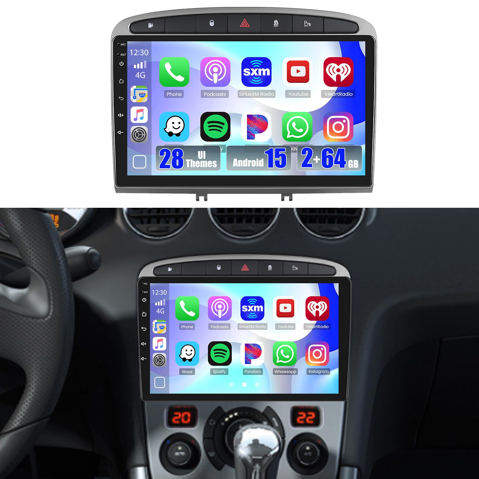 Poste Radio Voiture Bluetooth Écran Tactile Android 15