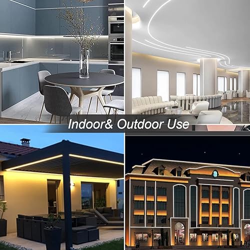 Miniatura 2 de KSIBNW Tira de luz LED de 110 V impermeable al aire libre IP65 amarillo 65.6 ft 65.6 ft tira de luz de neón LED, tipo AC 110-120V flexible LED
