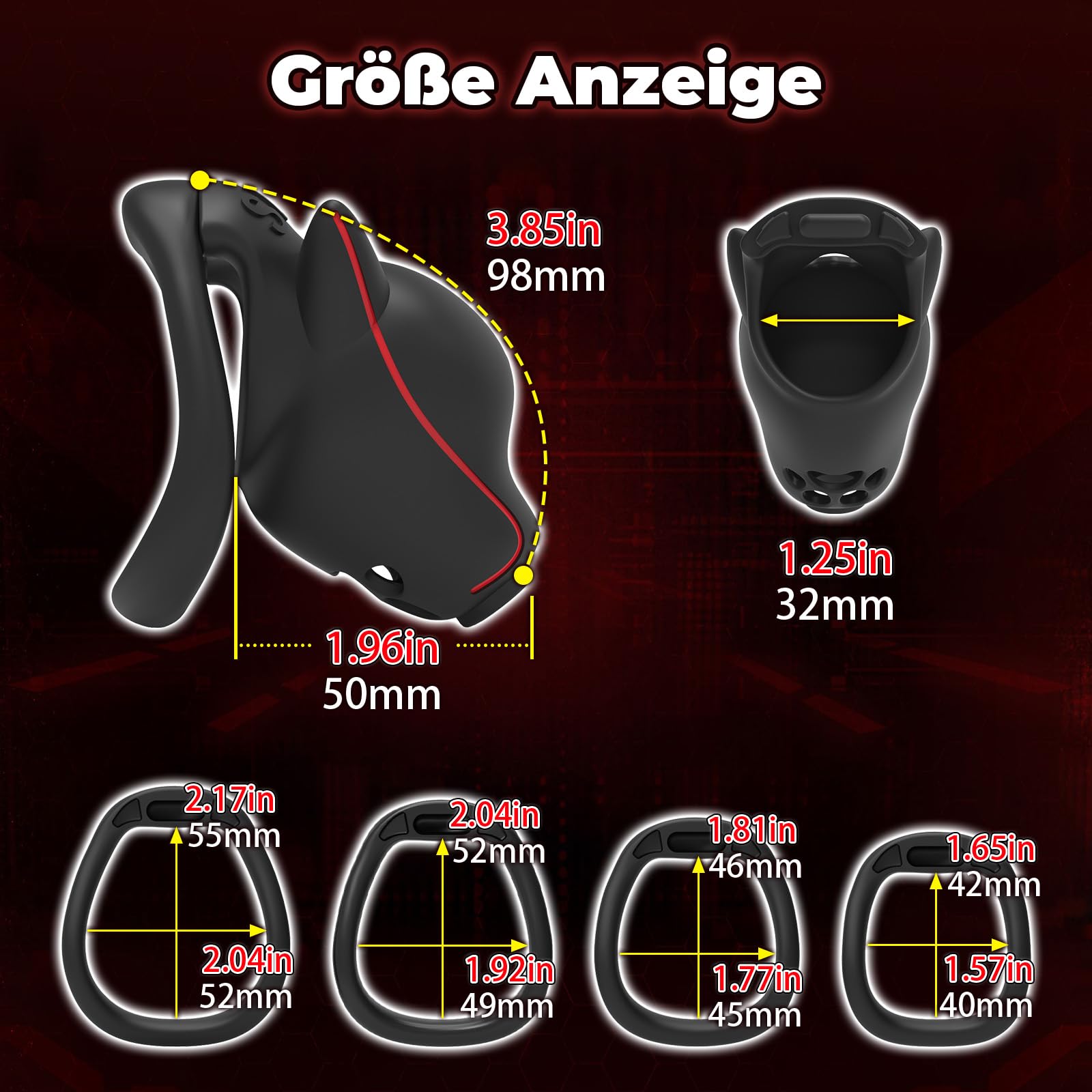 Sex Toýs Homme Cage de Chasteté pour Pénis avec 4 Anneaux Incurvés Cage Chastetée Tête de Chien avec Serrure et Ceinture Chastity Cage Légère en Résine pour la Contention du Pénis (A+Belt)