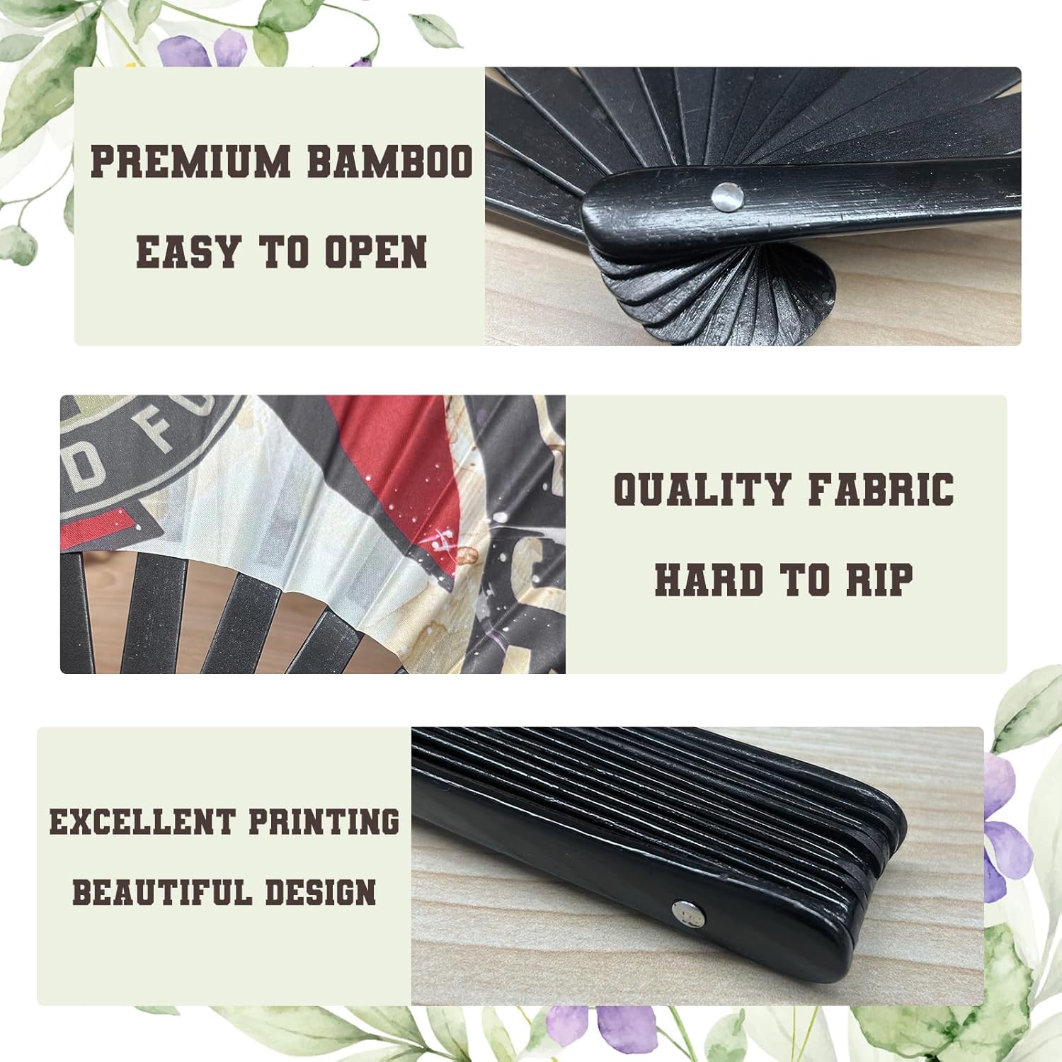 10 Pcs Decorative Folding Fans Personalized Fans Custom Fan Handheld Customized with Picture Text, Abanicos De Mano Personalizados, Gift for Wedding Dancing Concert Saloon Cosplay Party Rave, 13 "