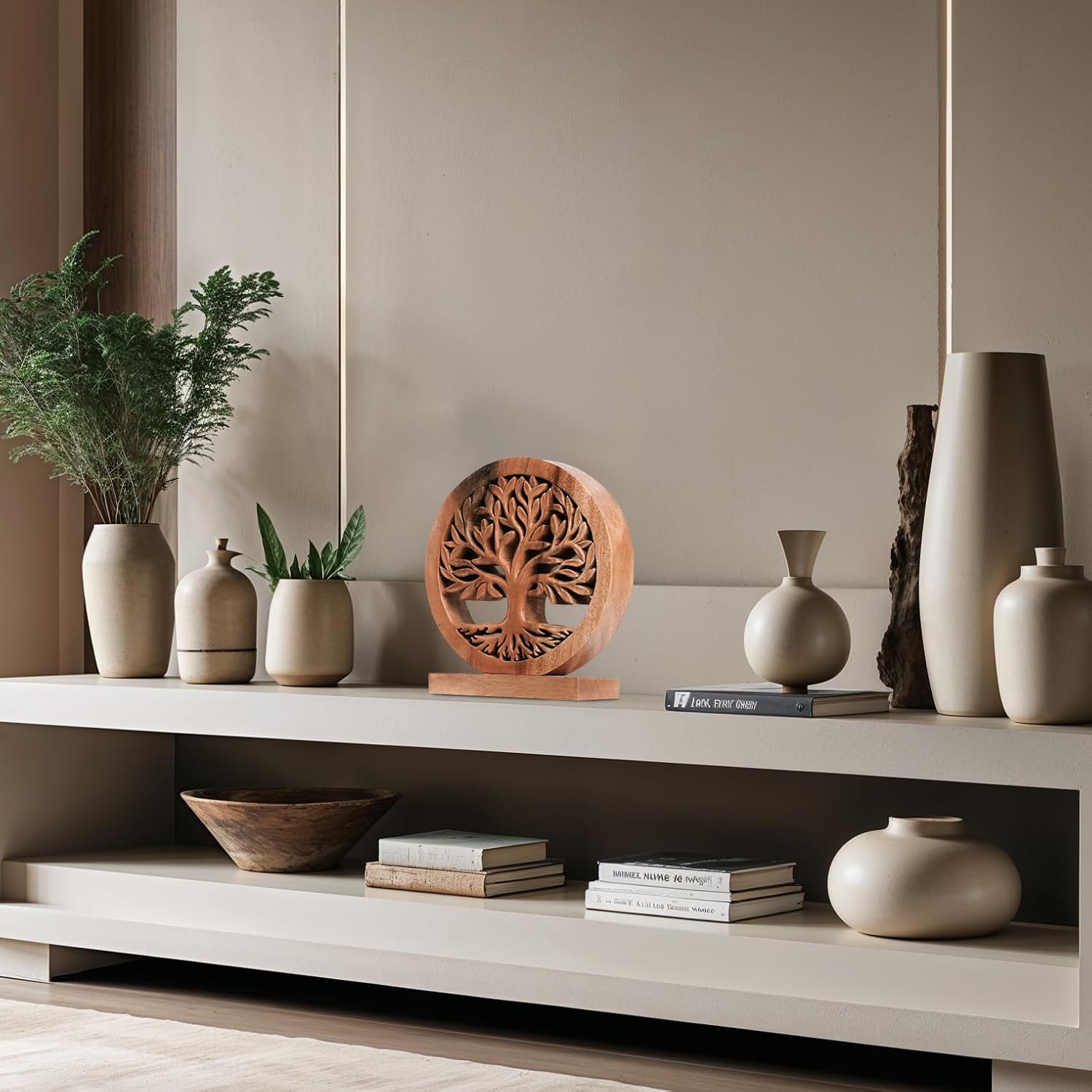 Decozen Wood Tree of Life Sculpture, Gift for Mom Home Decor, Living Room, Boho, Coffee Table, Centerpiece Table Decor, Mantle, Bathroom Shelf, Farmhouse, Christmas Decorations, Mothers day Gifts