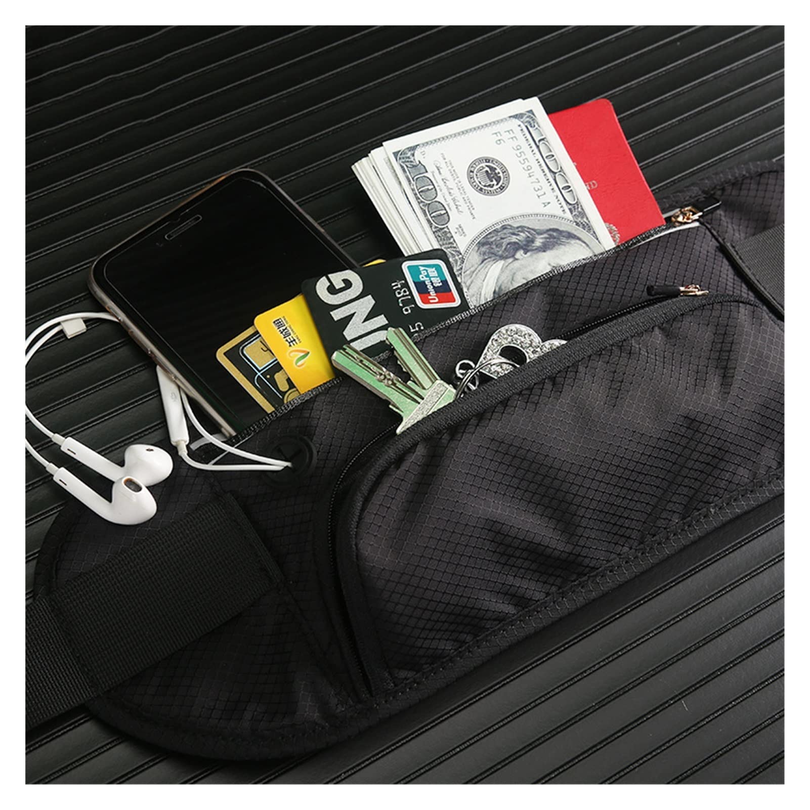 Frauen Sport Run Gürtelbeutel im Freien atmungsaktive wasserdichte Telefon Kessel Aufbewahrungsbeutel Männer reflektierende Tailentasche Reise Fanny Pack (Color : A Black)