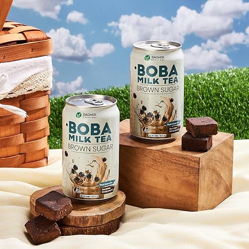 Miniatura 7 de DaoHer Oat BOBA - Boba de avena con azúcar morena, BOBA listo para beber, té de burbujas vegano  BOBA en lata número 1  Té de leche de burbujas