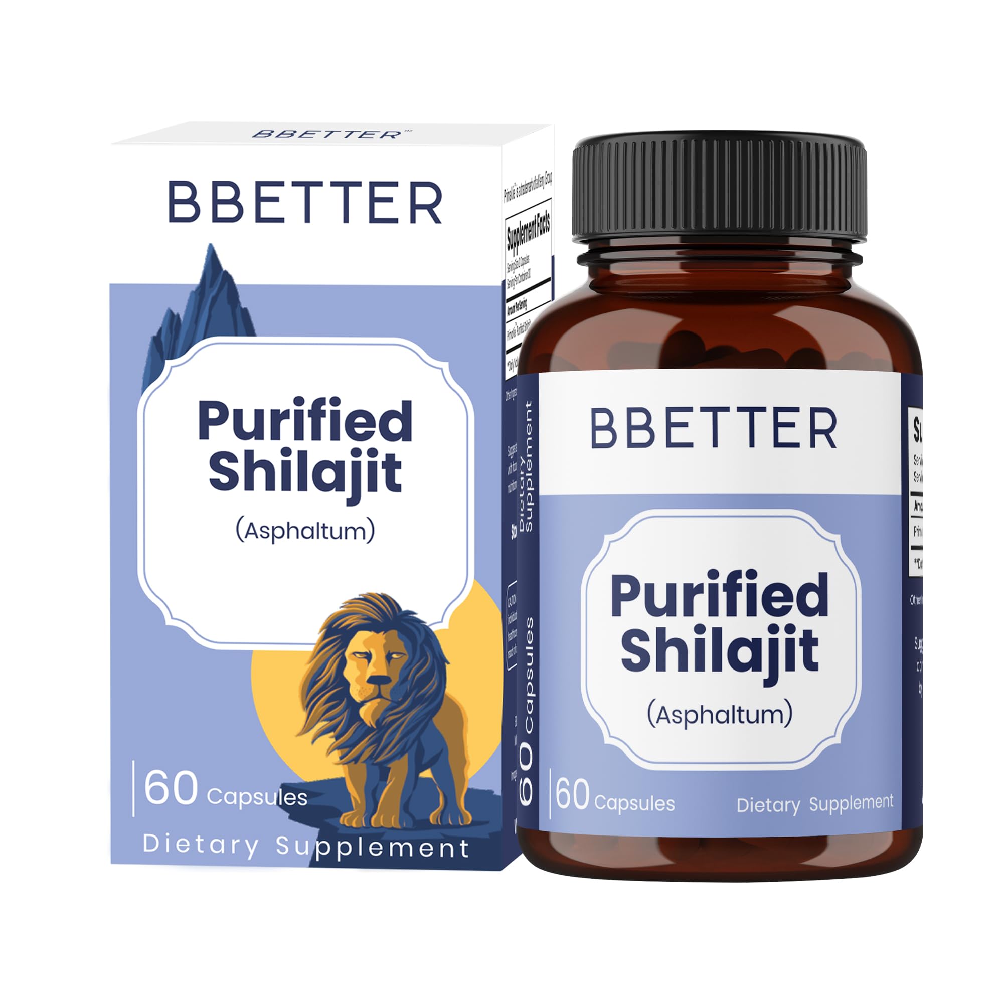 BBETTER Purified Shilajit 500mg with PrimaVie® | Lab Tested Himalayan Shilajit Extract | Supports Vitality, Energy, Stamina & Healthy Aging | High Absorption Natural Supplement | 180 Capsules