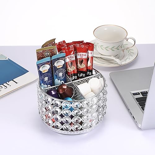 Vista 5 de Hipiwe Organizador de Tocador de Cristal Soporte para Brochas de Maquillaje - Organizadores Giratorios de 360° para Exhibición de Brochas Cosméticas