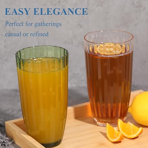 Miniatura 2 de Vasos de plástico acrílico transparente Highball  Vasos de plástico reutilizables de 20 onzas (juego de 8)  Apilables  Vasos sin BPA  inastillables