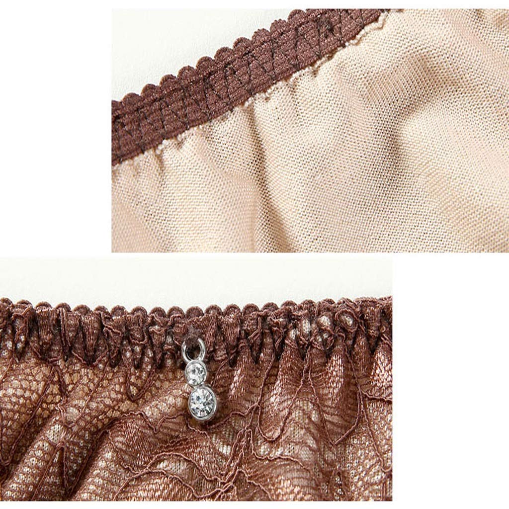 Tanga De Seda Sexy, Ropa Interior Sexy De Cintura Baja De Encaje Femenino Caja De Regalo Negro, Marrón, Rojo (Color : Brown, Size : L)