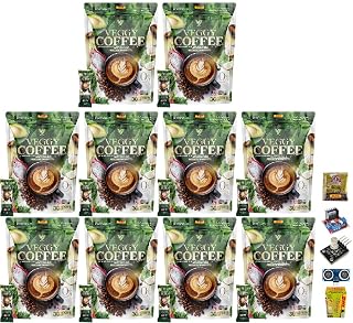 VeggyCoffee Instant Coffee Mix Healthy 38 in 1 Vegan Snack Arabica 300 grams (30 Sachets) Roasted Delicious Mellow Intense Set 10 By Beautygoodshop [Get Free For You Beauty Gifts]