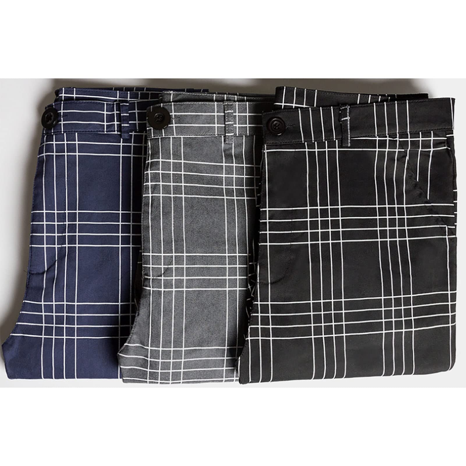 Pantaloni Eleganti Elasticizzati Moda Uomo Pantaloni Lunghi Skinny Scozzesi Slim Fit Pantaloni Eleganti Casual da Lavoro(Gray,L)