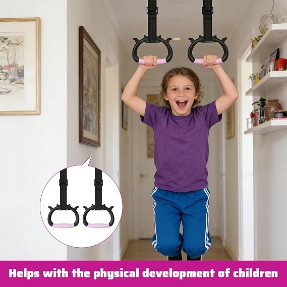 Gymnastics Rings for Kids Bars,Gymnastic Rings Gymnastics Rings,Children's Adjustable Strap Strength Training Rings for Physical Training Used with Indoor Horizontal Bar Load-Bearing 250kg Non-slip