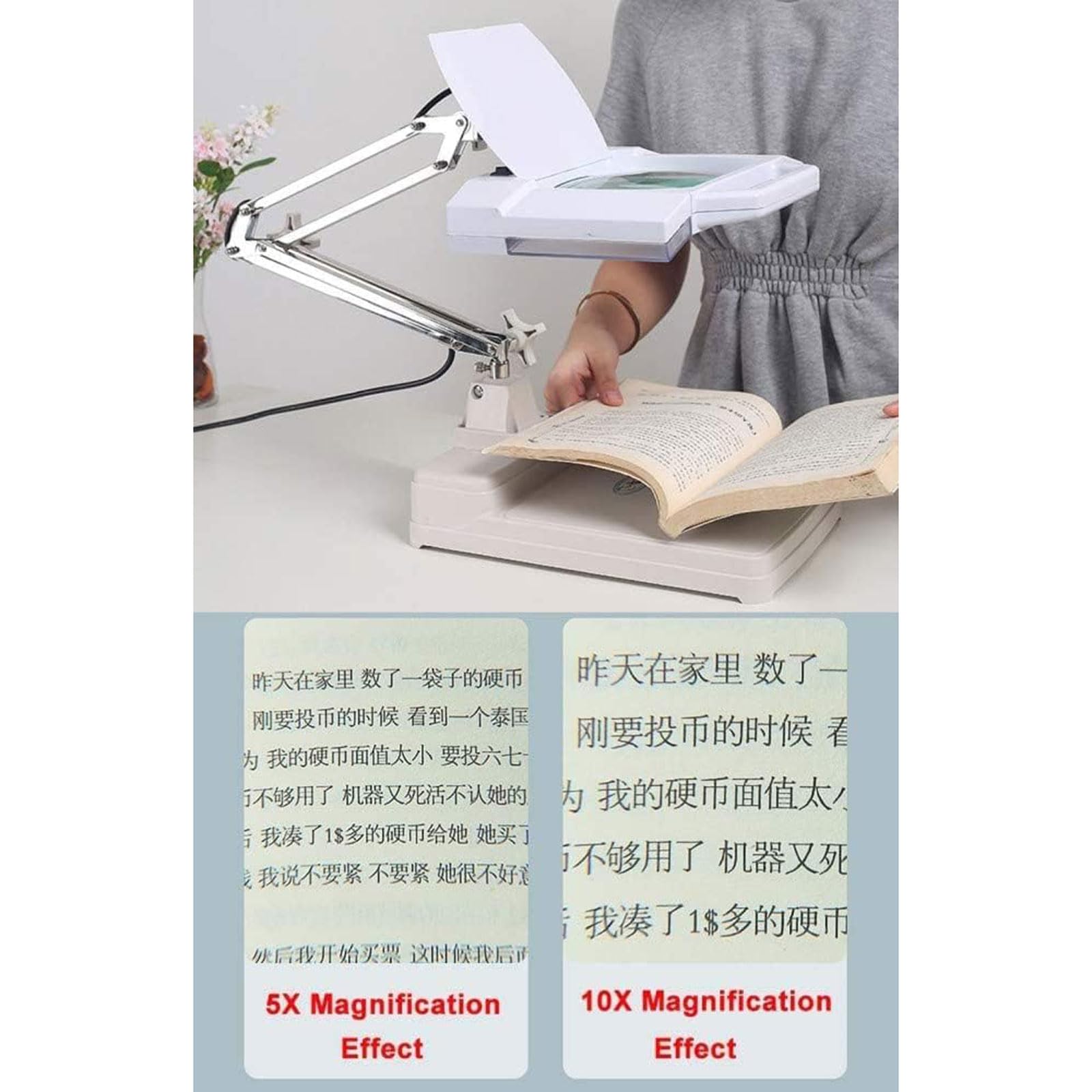 Lupa Lupas Lupa Plegable con luz LED Lupa Manos Libres para Lectura, inspección, Soldadura, Costura