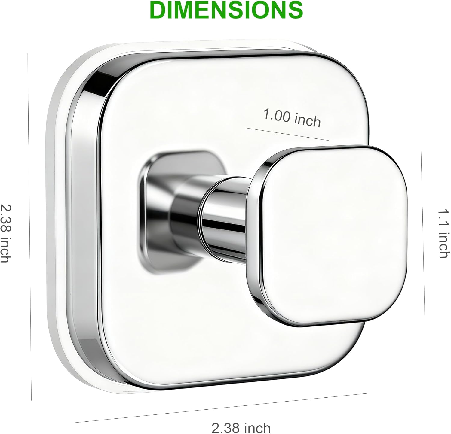 2 Pcs Suction Cup Hooks for Bathroom and Kitchen, Reusable Hook for Towels, Robes on Glass and Tiles (Polished Chrome)