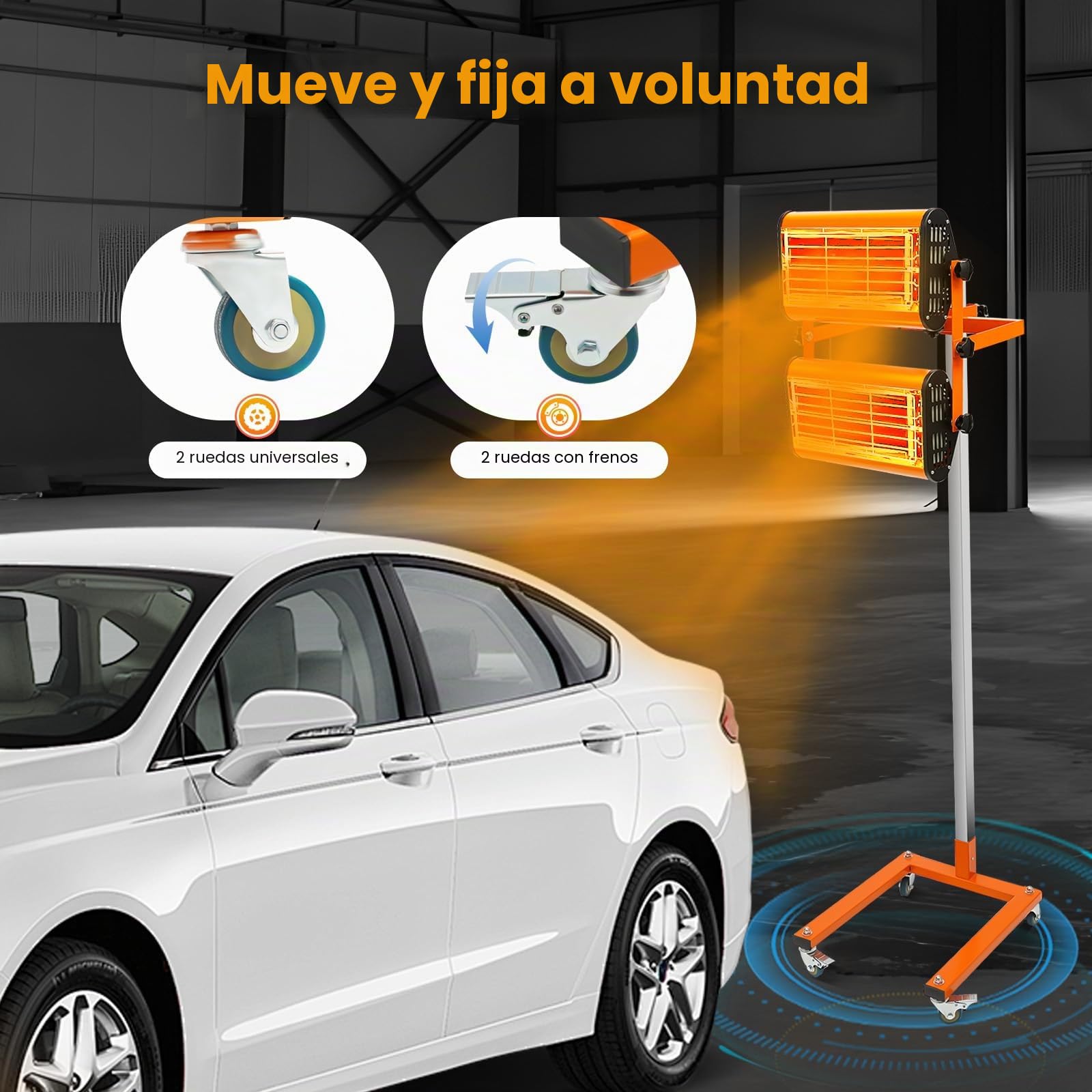 Secador de pintura infrarrojo con cardán y columna Lámpara de pintura infrarroja 2000W Calefacción infrarroja para cabinas pintura automotriz reparación de carrocería