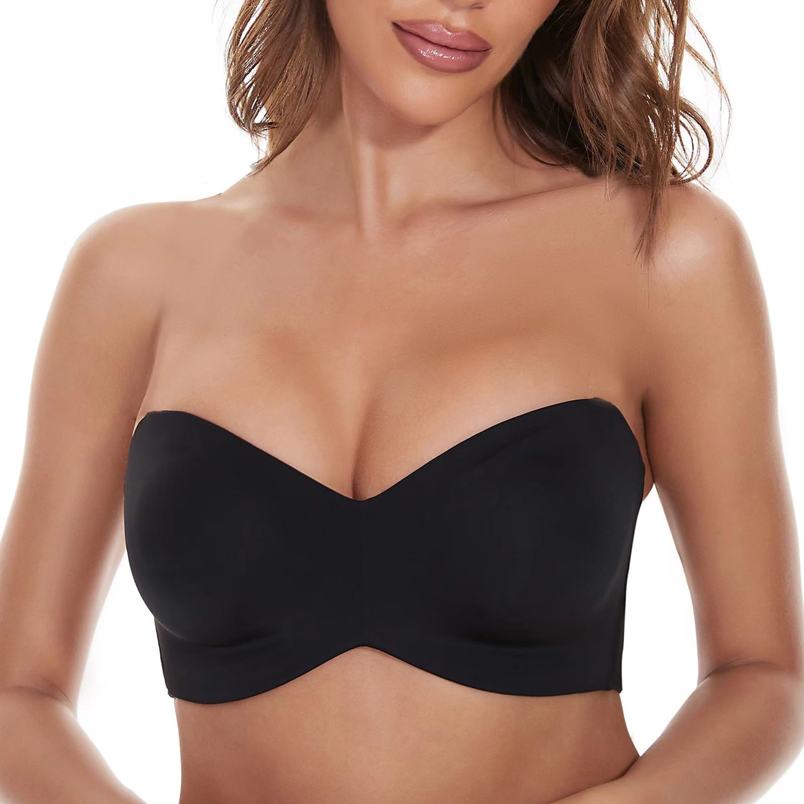 Sexy Bra for Women with Removable Straps Tube Top Type Ultra Thin Underwear, Black, 44E