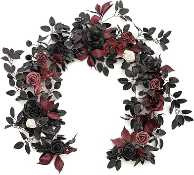 Ling's moment 5 FT Black Artificial Flower Garland